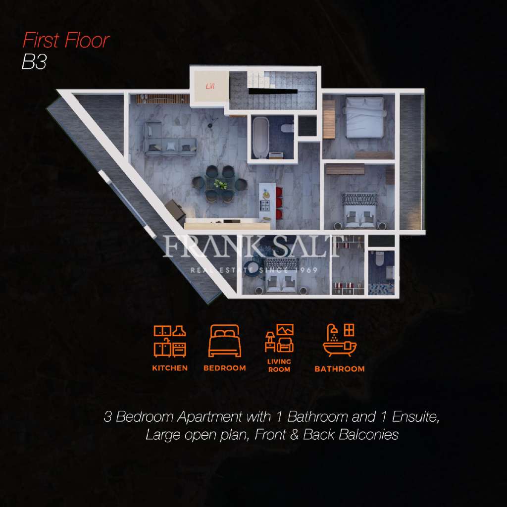 3 Bed, ApartmentFor Sale, Marsascala, Malta