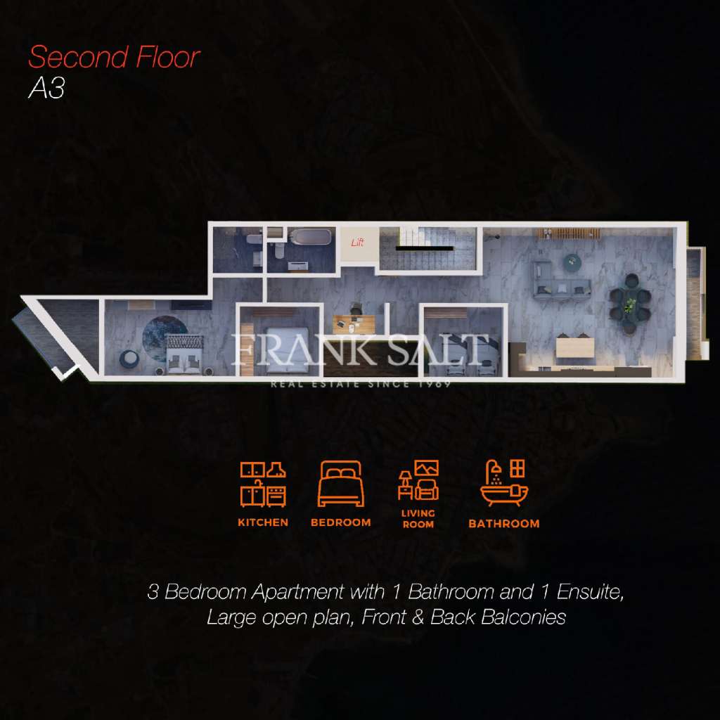 3 Bed, ApartmentFor Sale, Marsascala, Malta