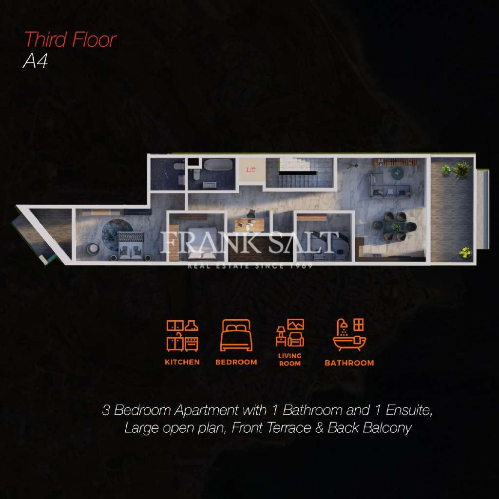 3 Bed, ApartmentFor Sale, Marsascala, Malta