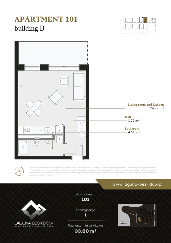 1 Bed, 1 Bath, ApartmentFor Sale, Zywiec, Silesia Province