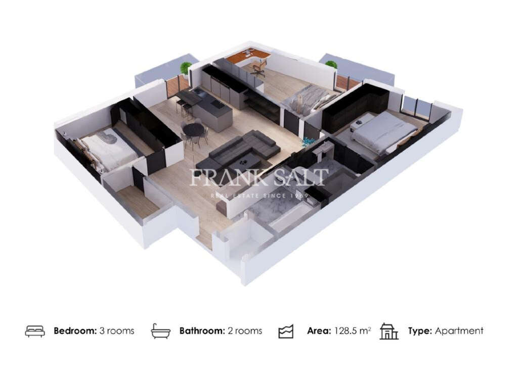 3 Bed, ApartmentFor Sale, Ghaxaq, Malta