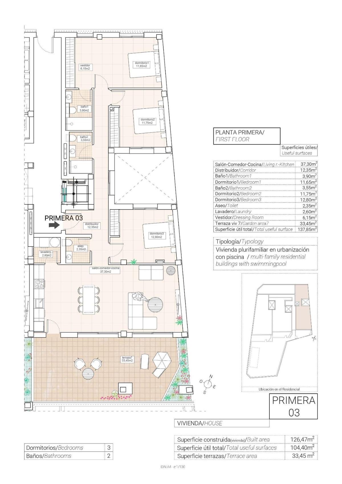 3 Bed, 2 Bath, ApartmentFor Sale, HondÃ³n de las Nieves, Alicante