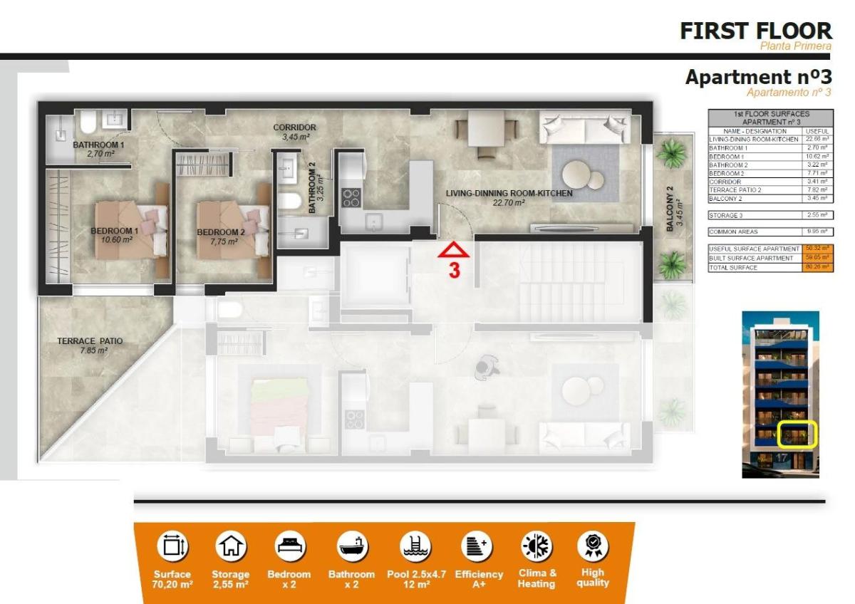 2 Bed, 2 Bath, ApartmentFor Sale, Torrevieja, Alicante
