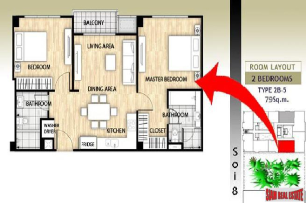 2 Bed, 2 Bath, ApartmentFor Sale, Nana, Bangkok