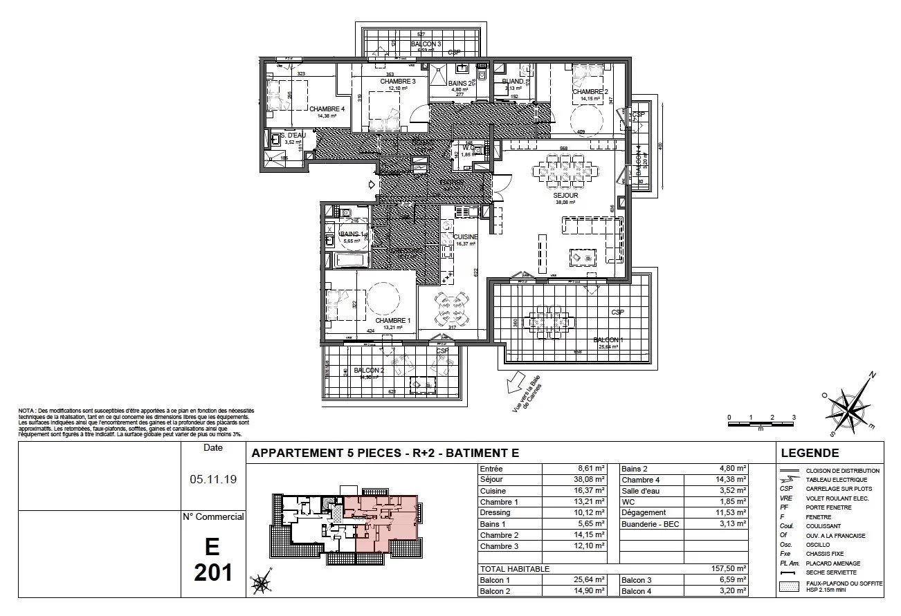 4 Bed, 3 Bath, ApartmentFor Sale, Le Cannet, Alpes-Maritimes