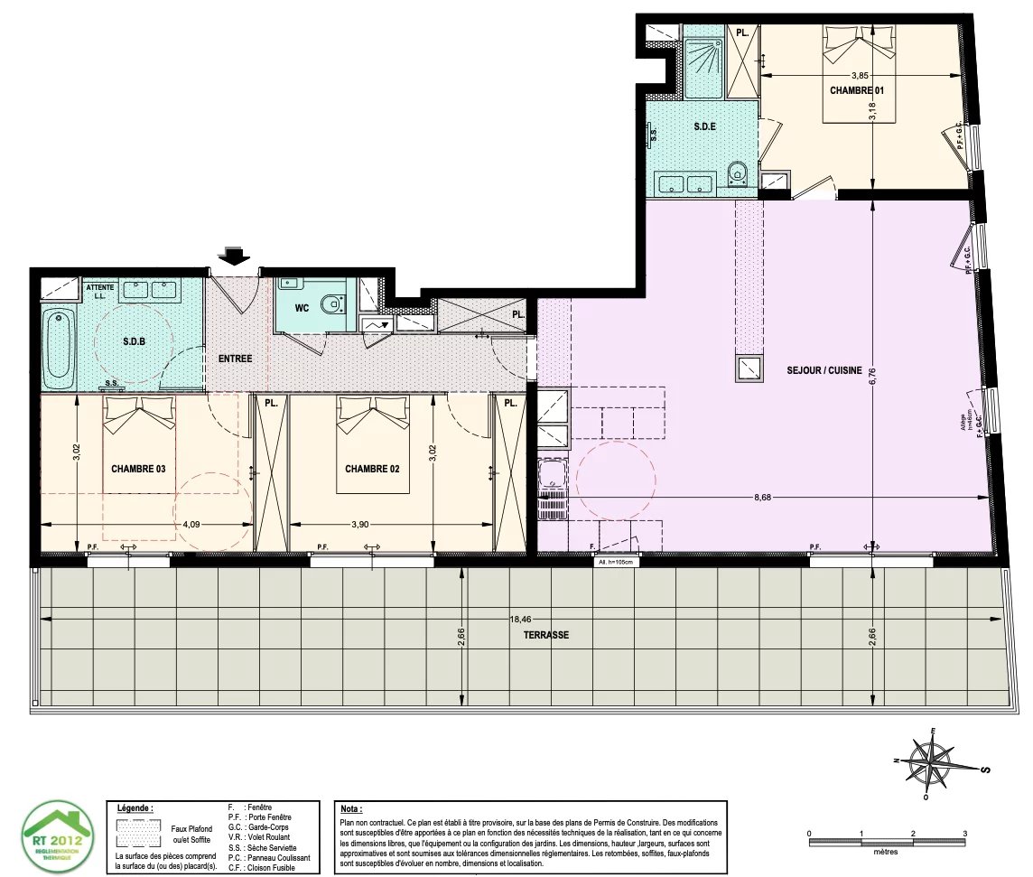 3 Bed, 2 Bath, ApartmentFor Sale, Le Cannet, Alpes-Maritimes