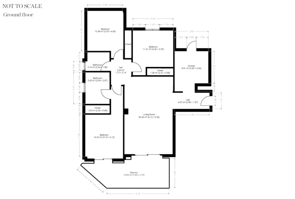 3 Bed, 2 Bath, ApartmentFor Sale, Mijas Costa, Malaga