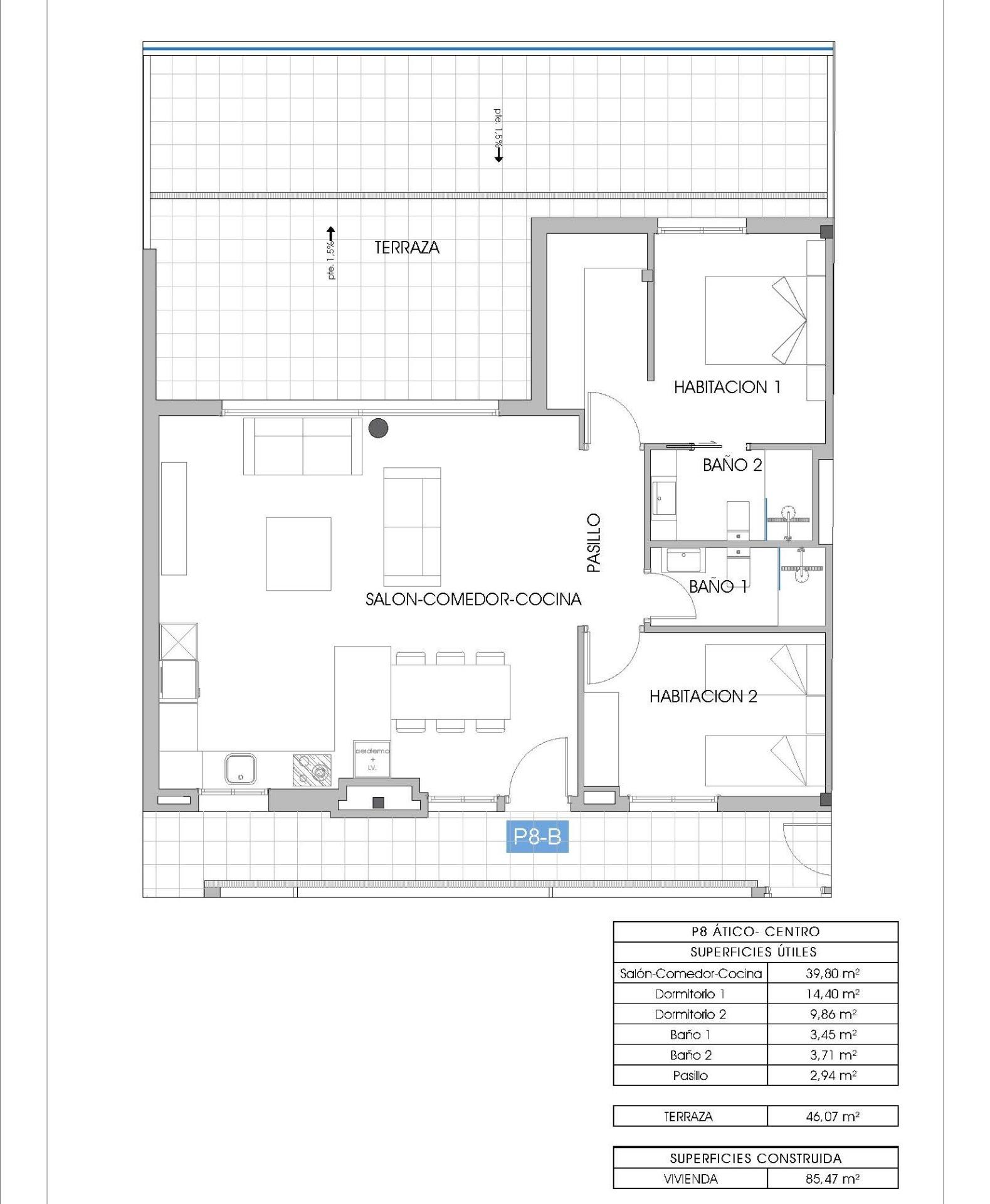 2 Bed, 2 Bath, ApartmentFor Sale, Villajoyosa, Alicante