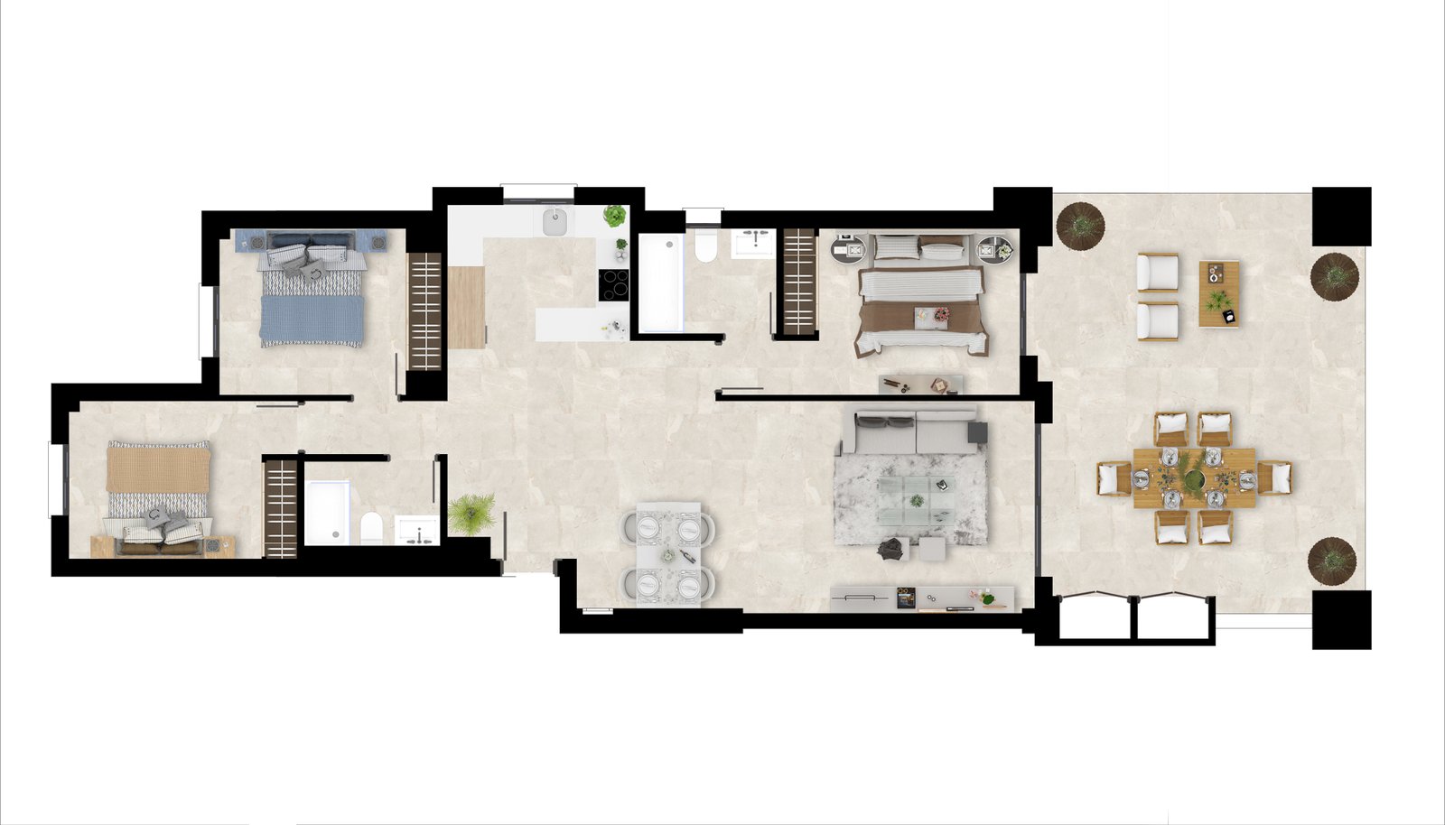 3 Bed, 2 Bath, ApartmentFor Sale, Casares, Malaga