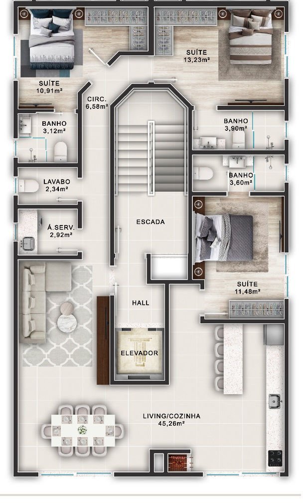 3 Bed, 4 Bath, ApartmentFor Sale, Canto Grande, Santa Catarina, 88215-000