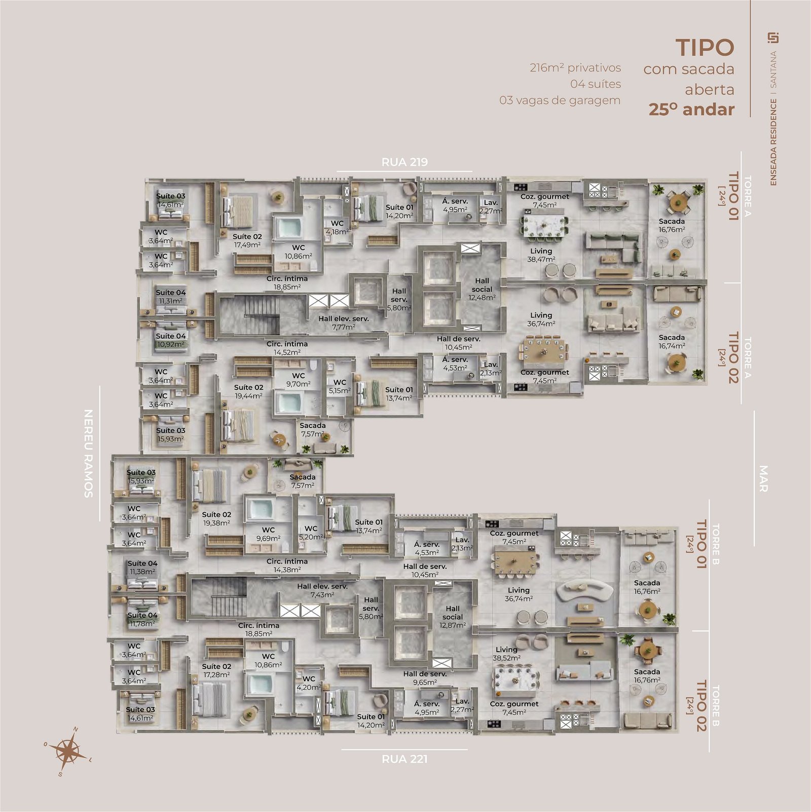 4 Bed, 5 Bath, ApartmentFor Sale, Meia Praia, Santa Catarina, 88220-000