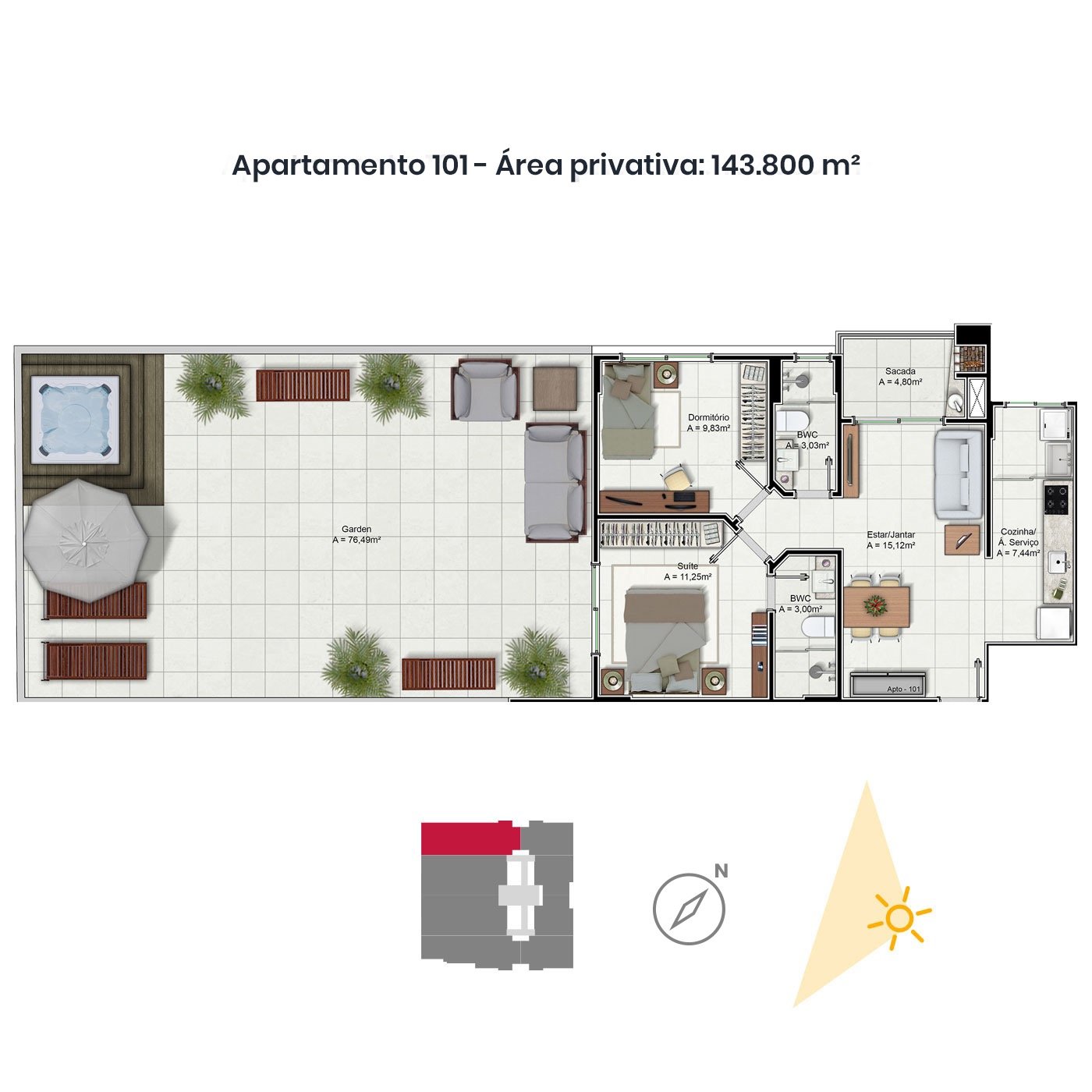 2 Bed, 2 Bath, ApartmentFor Sale, Santa Catarina, Trindade, 88036-001