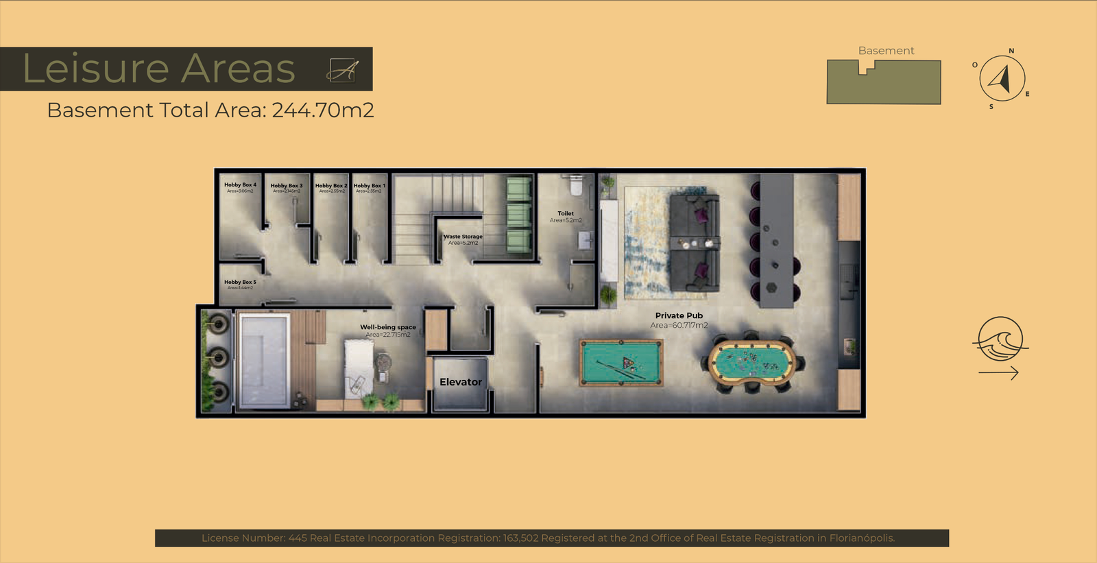 1 Bed, 1 Bath, ApartmentFor Sale, Jurerê, Santa Catarina, 88053-600