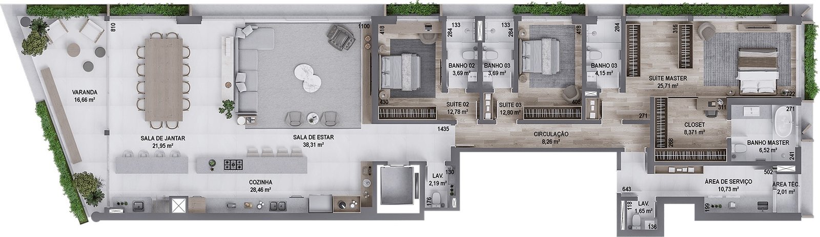 3 Bed, 3 Bath, ApartmentFor Sale, Florianópolis, Santa Catarina, 88010-002