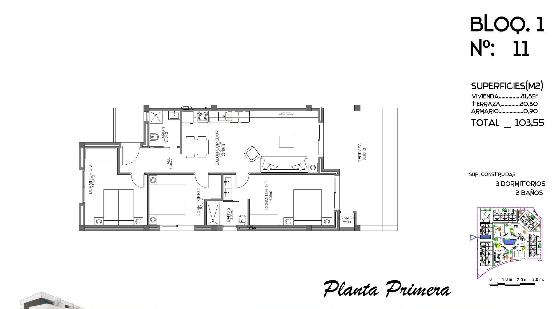 3 Bed, 2 Bath, ApartmentFor Sale, Guardamar Del Segura, Alicante