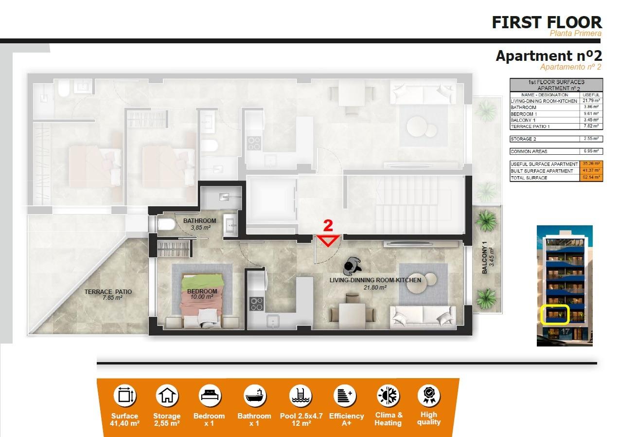 1 Bed, 1 Bath, ApartmentFor Sale, Torrevieja, Alicante
