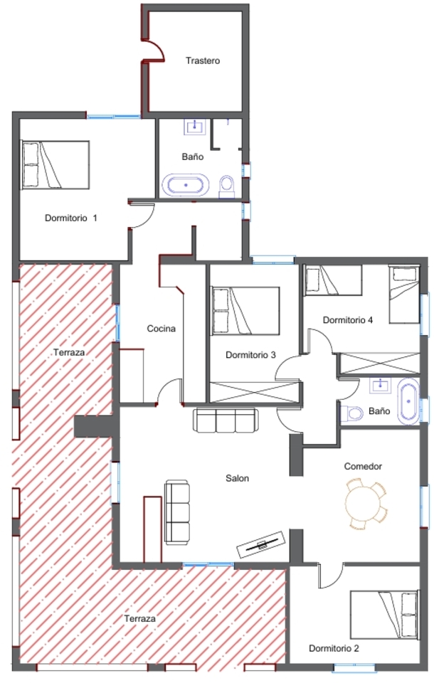 4 Bed, 2 Bath, HouseFor Sale, Los Balcones, Alicante