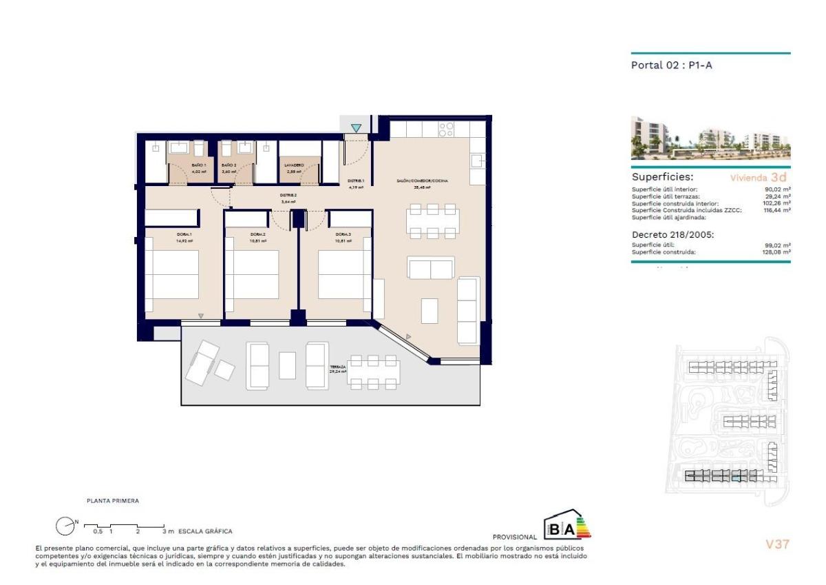 3 Bed, 2 Bath, ApartmentFor Sale, Almerimar, Costa Almeria