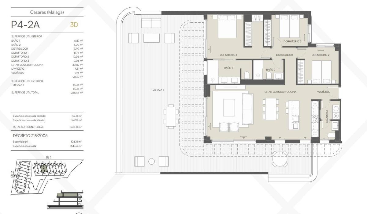 3 Bed, 2 Bath, ApartmentFor Sale, Casares, Costa del Sol