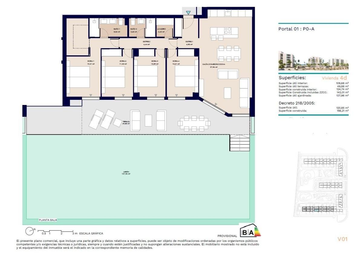 4 Bed, 2 Bath, ApartmentFor Sale, Almerimar, Costa Almeria