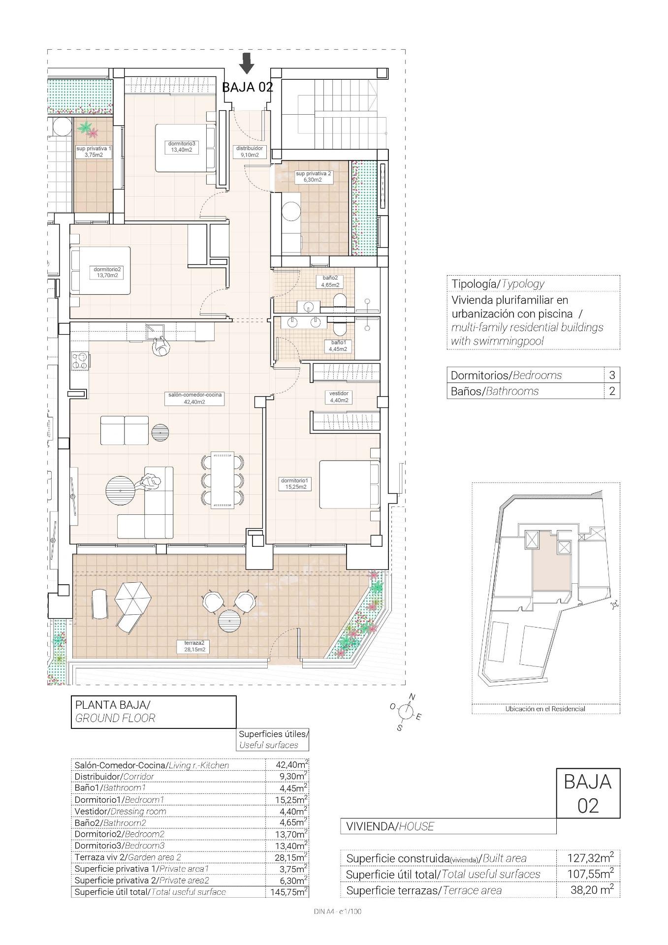 3 Bed, 2 Bath, ApartmentFor Sale, Hondon De Las Nieves, Alicante