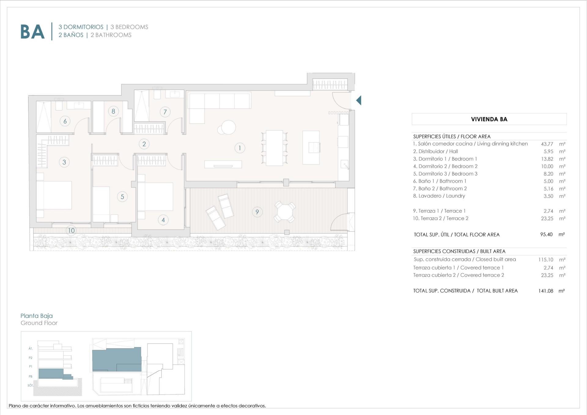 3 Bed, 2 Bath, ApartmentFor Sale, Benijofar, Alicante
