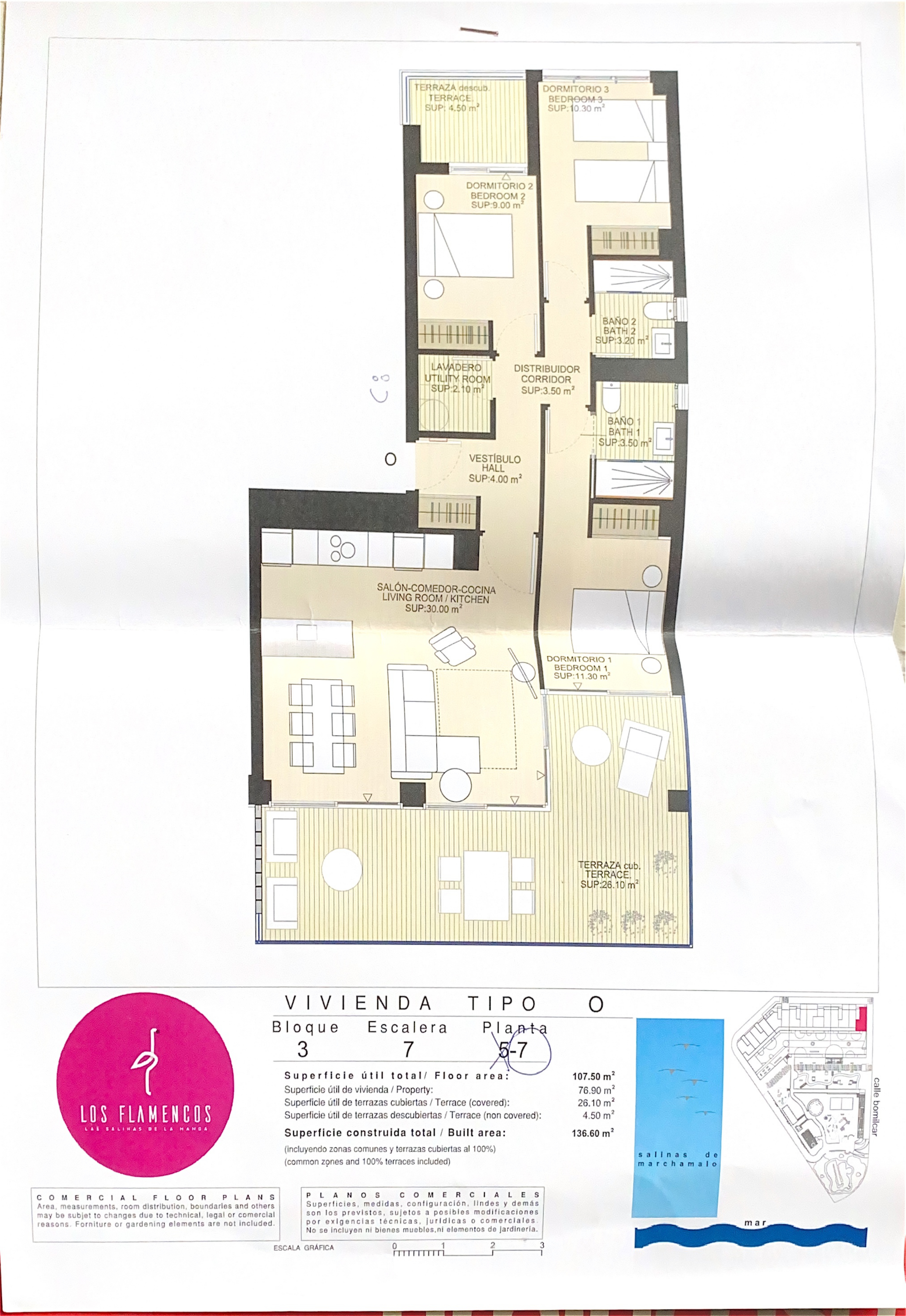 3 Bed, 2 Bath, ApartmentFor Sale, Playa Honda, Murcia