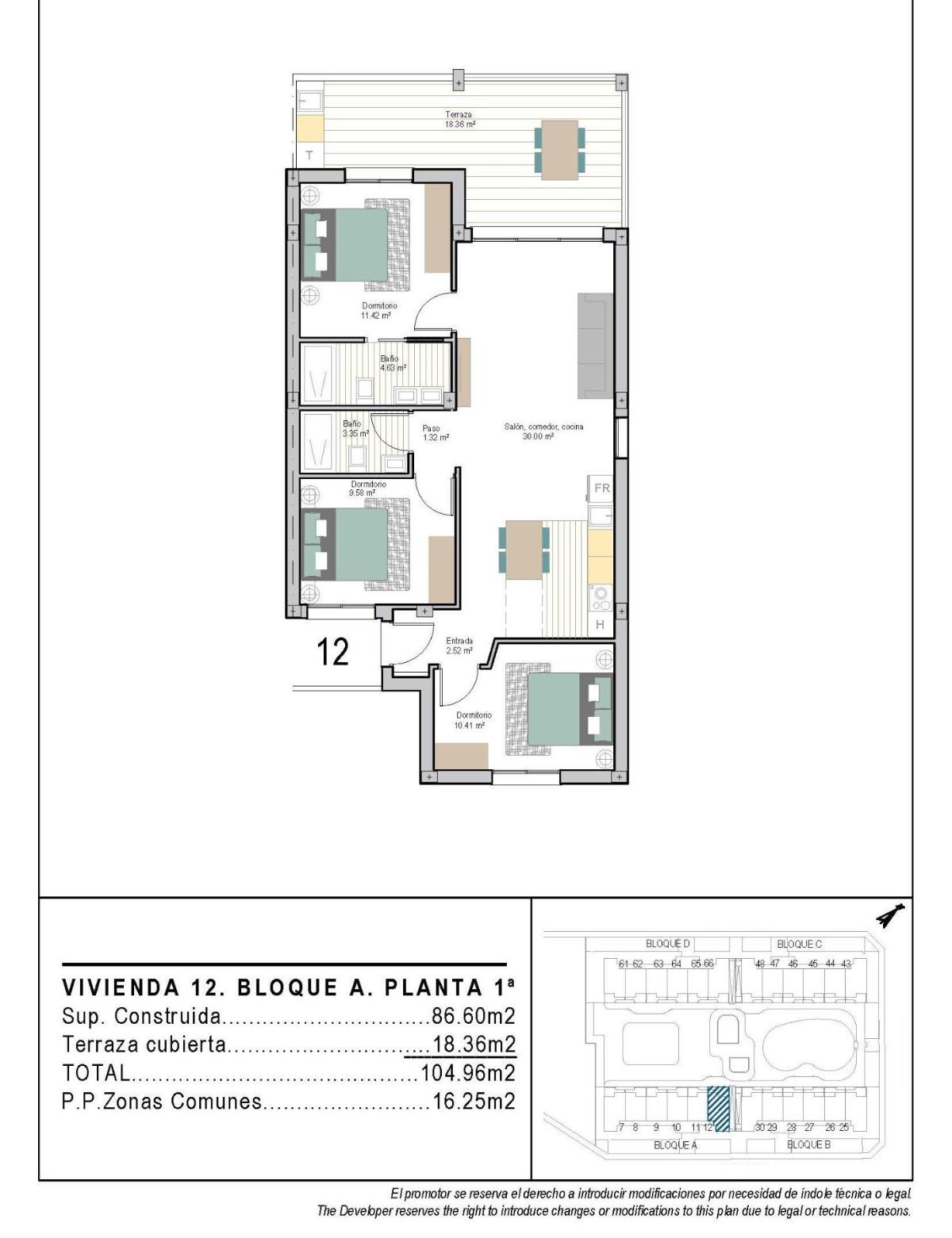 3 Bed, 2 Bath, ApartmentFor Sale, San Cayetano, Murcia