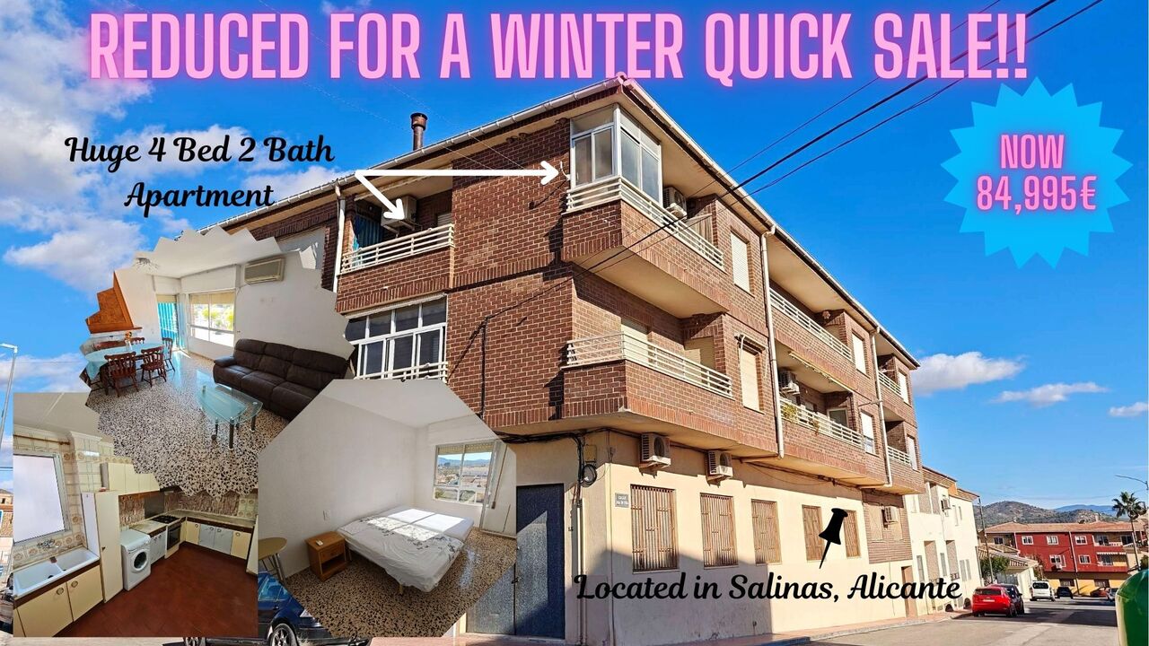4 Bed, 2 Bath, ApartmentFor Sale, Salinas, Alicante