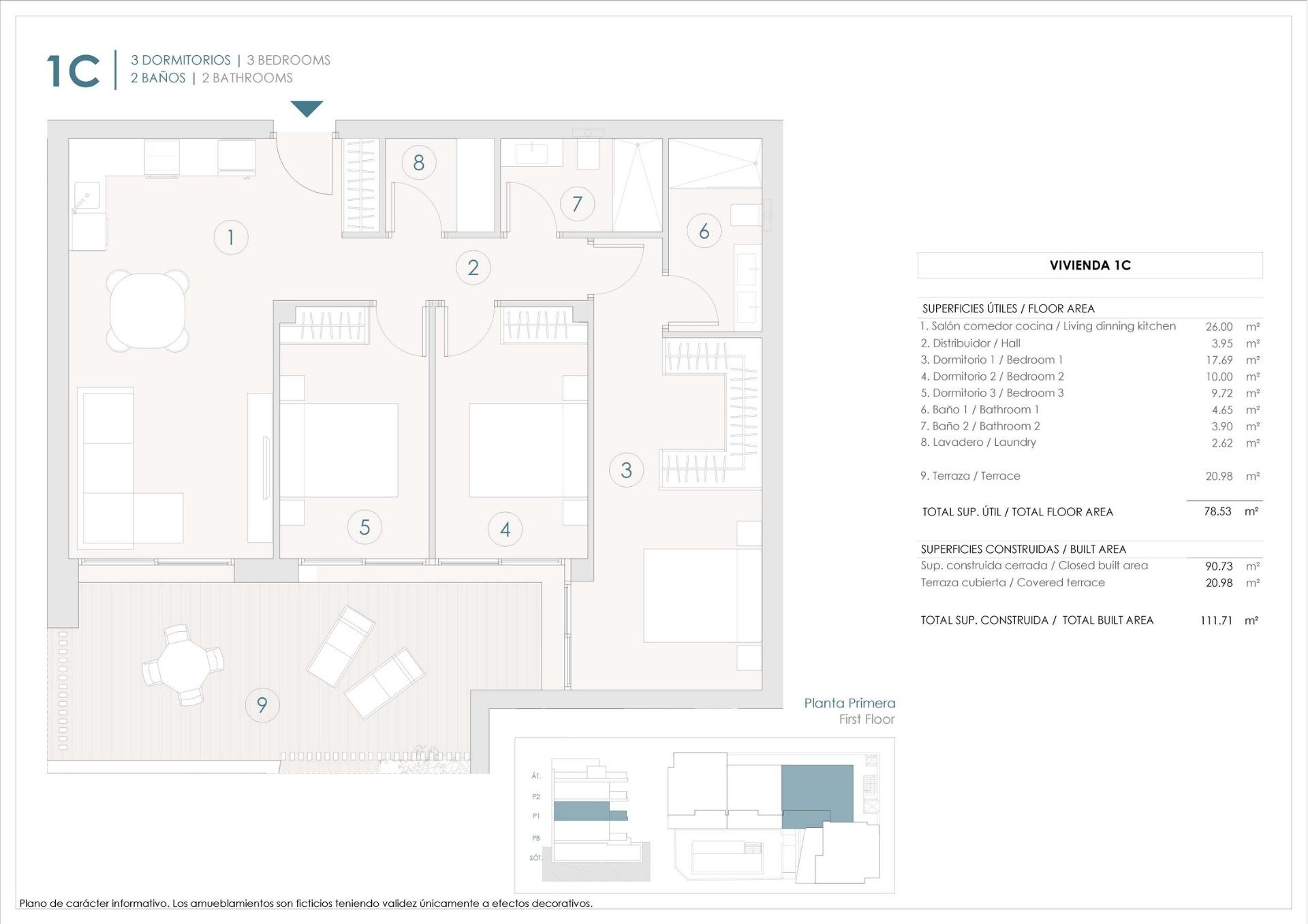 3 Bed, 2 Bath, ApartmentFor Sale, Benijofar, Alicante