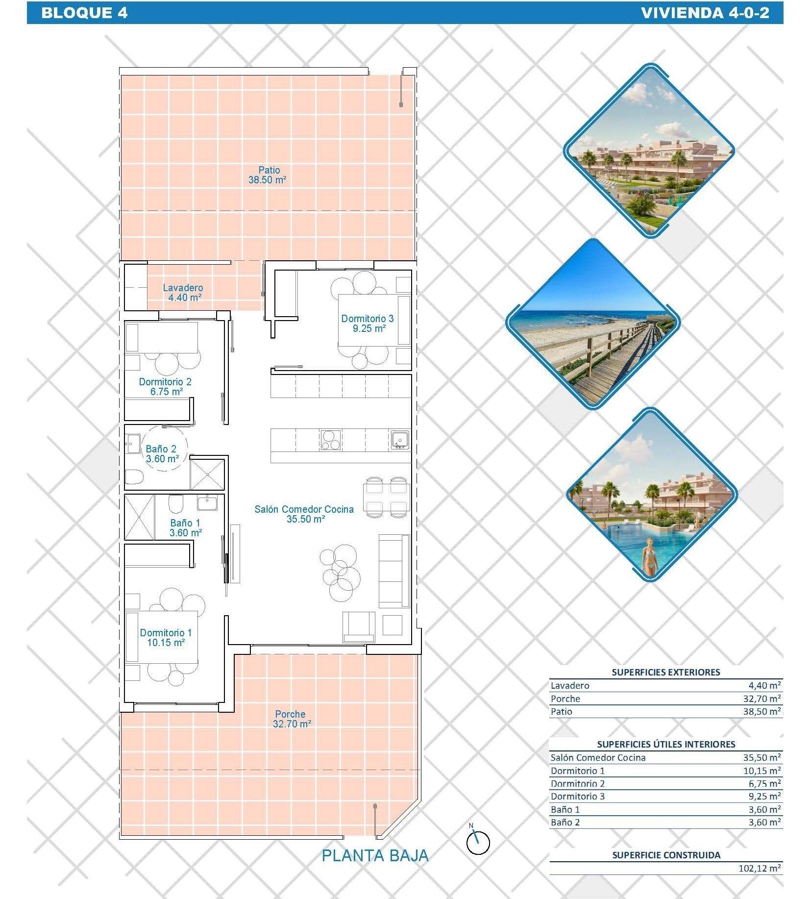 3 Bed, 2 Bath, ApartmentFor Sale, Pilar De La Horadada, Alicante