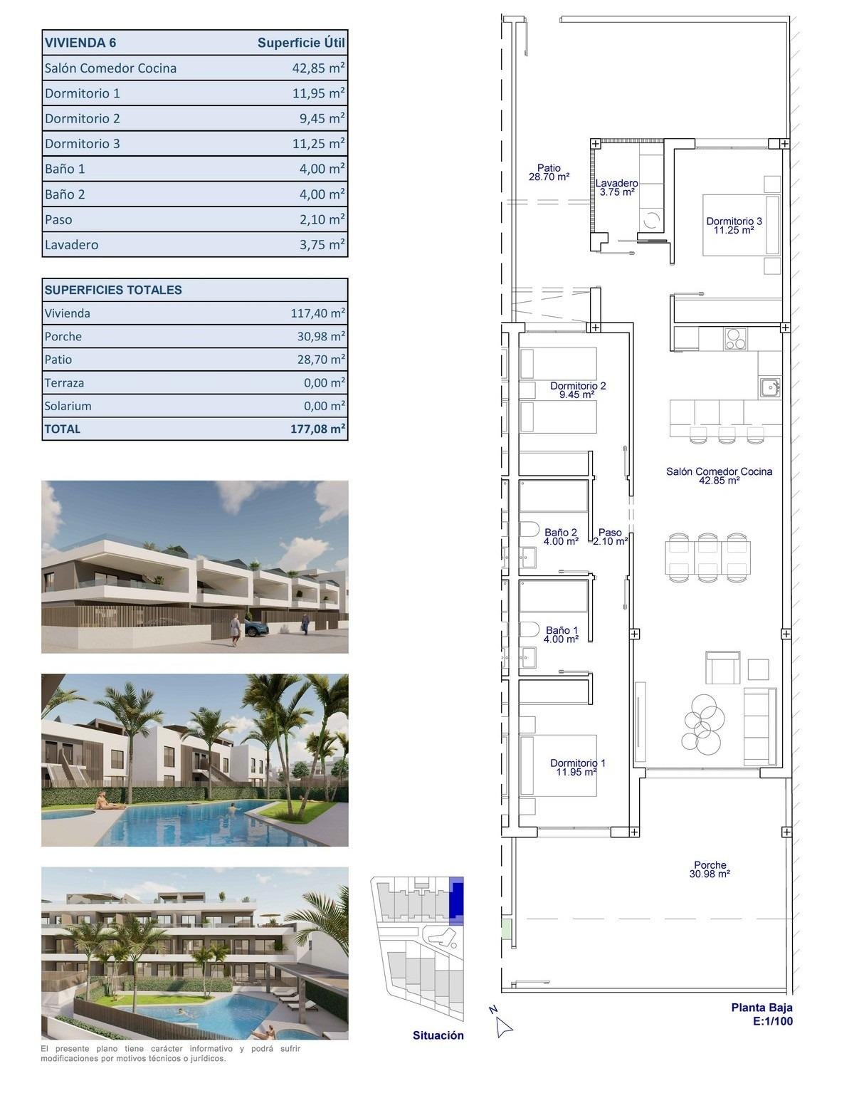 3 Bed, 2 Bath, ApartmentFor Sale, Pilar De La Horadada, Alicante