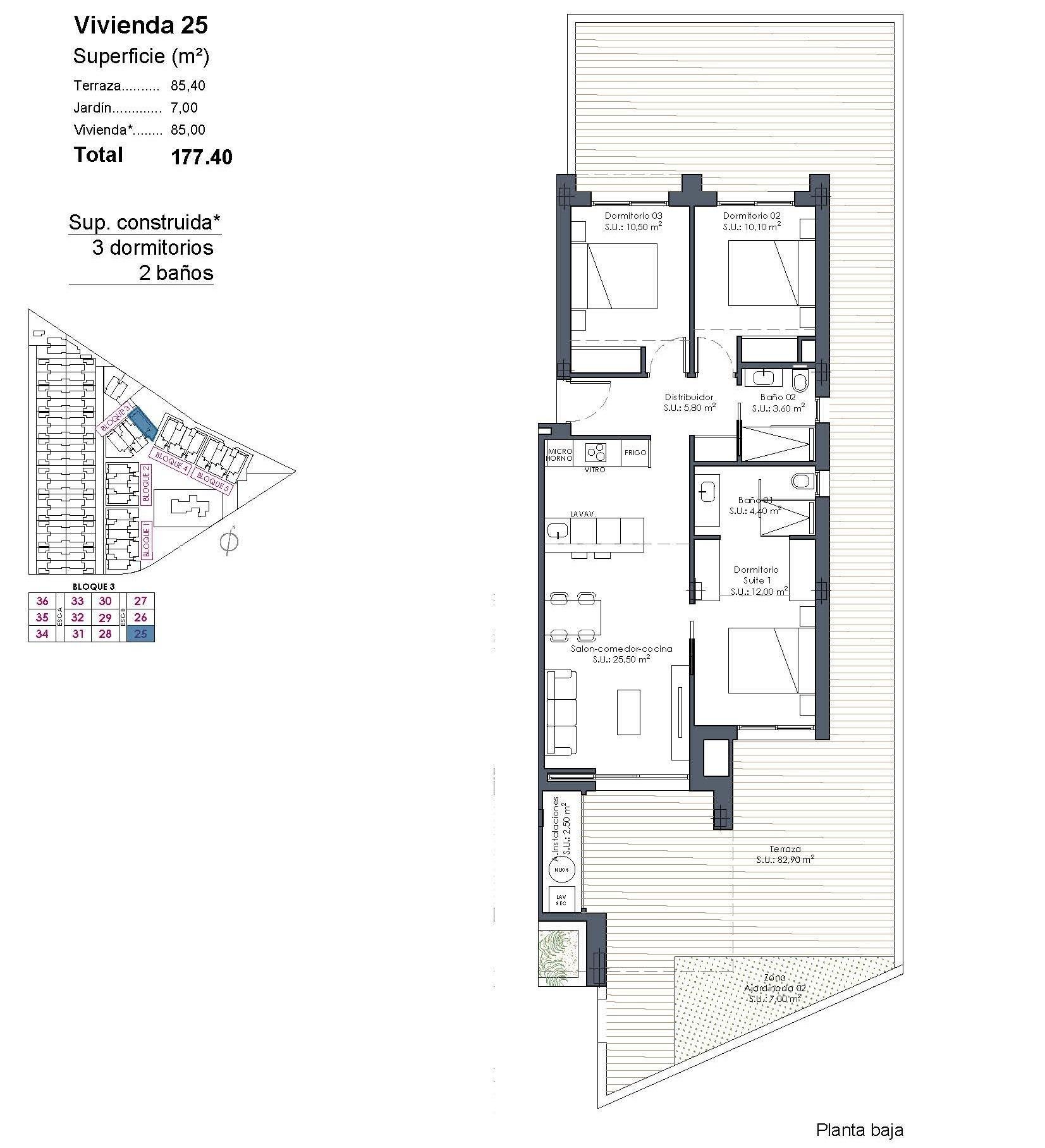 3 Bed, 2 Bath, ApartmentFor Sale, Los Alcazares, Murcia