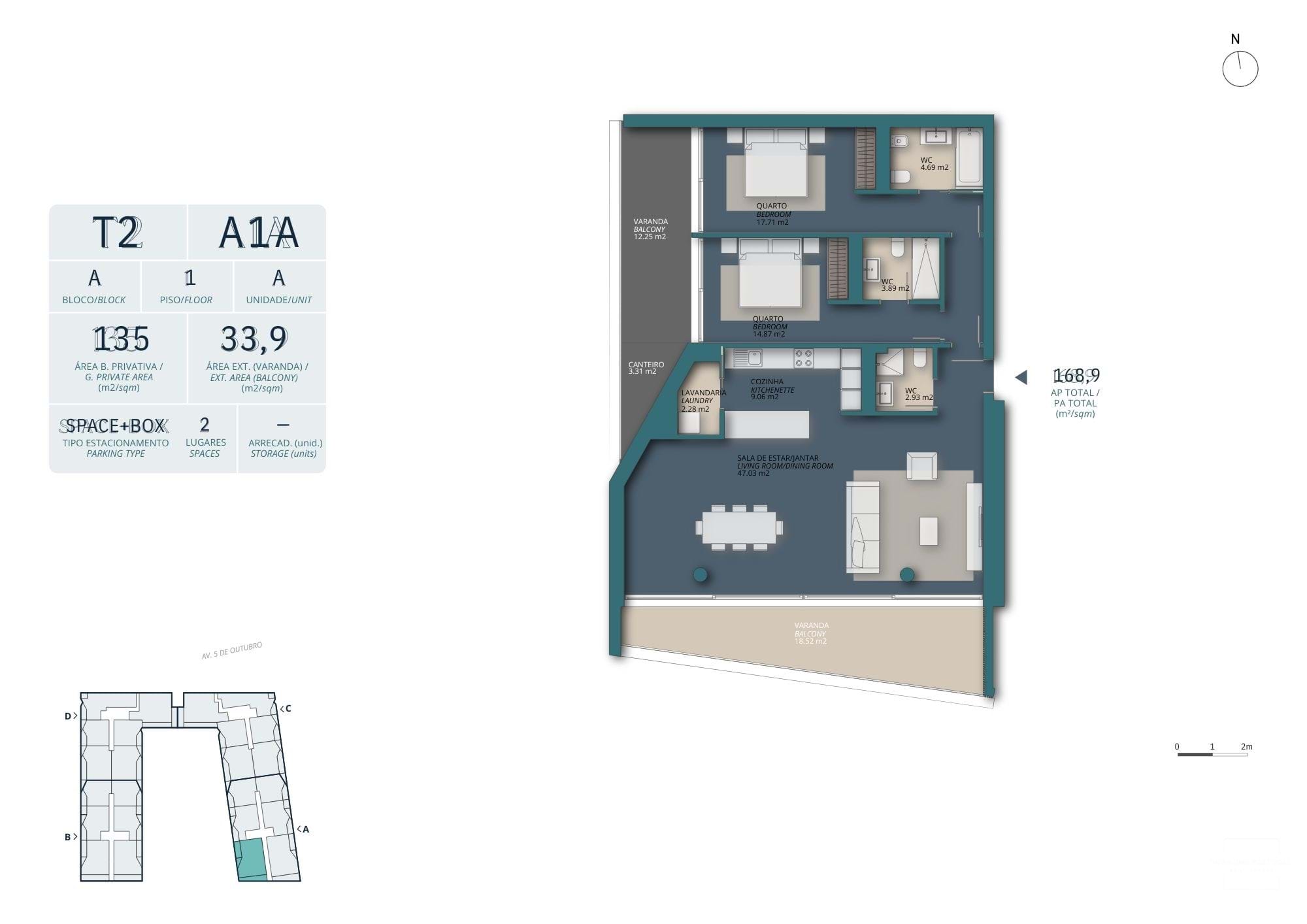 2 Bed, 3 Bath, ApartmentFor Sale, Olhão, Faro, 8700-408