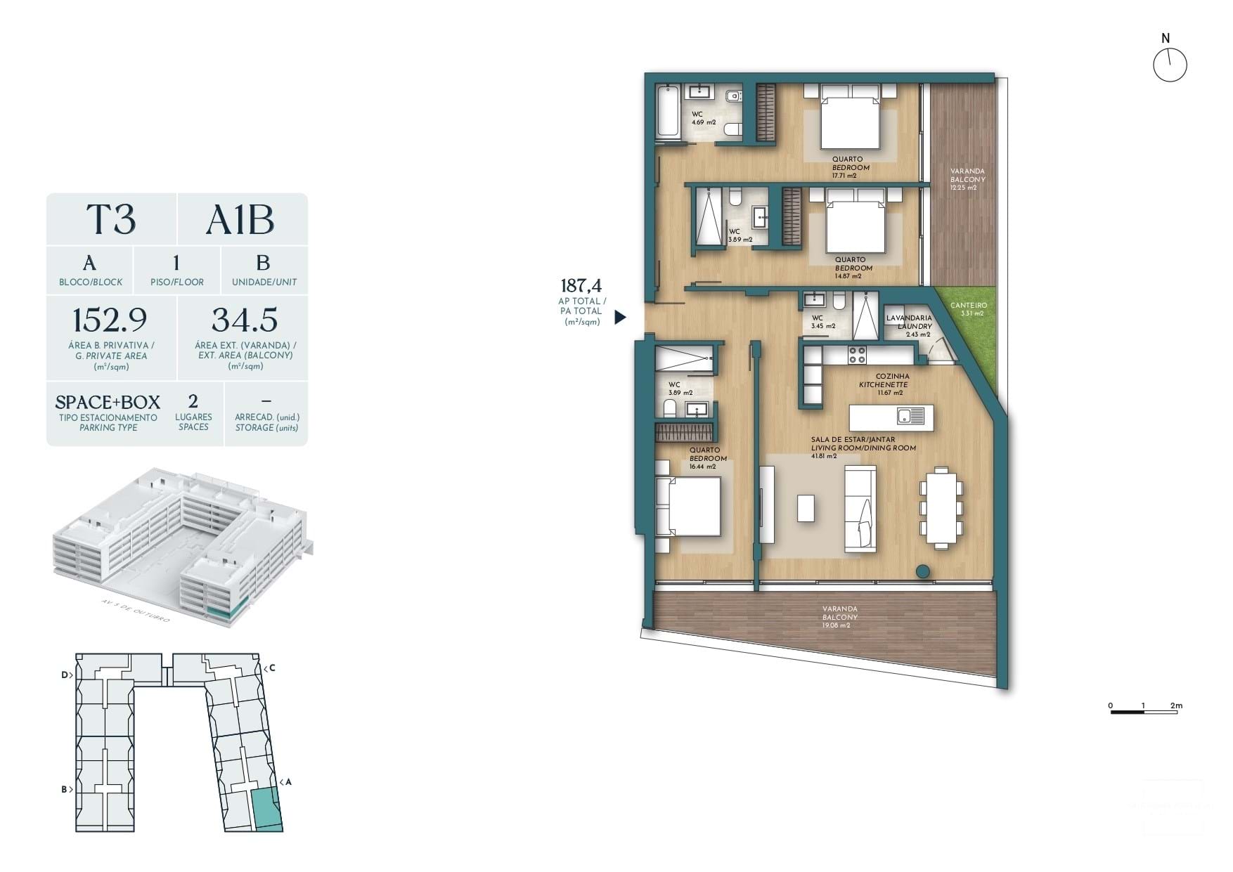 3 Bed, 3 Bath, ApartmentFor Sale, Olhão, Faro, 8700-408