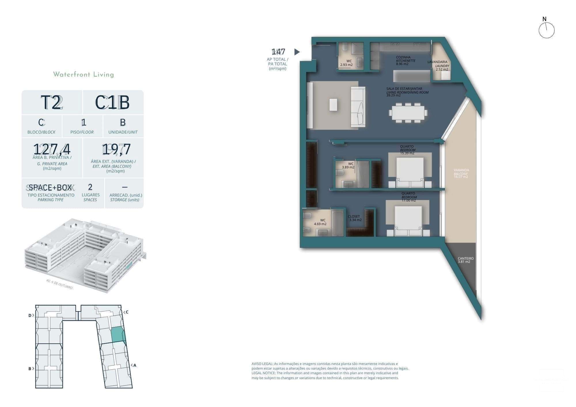 2 Bed, 2 Bath, ApartmentFor Sale, Olhão, Faro, 8700-408