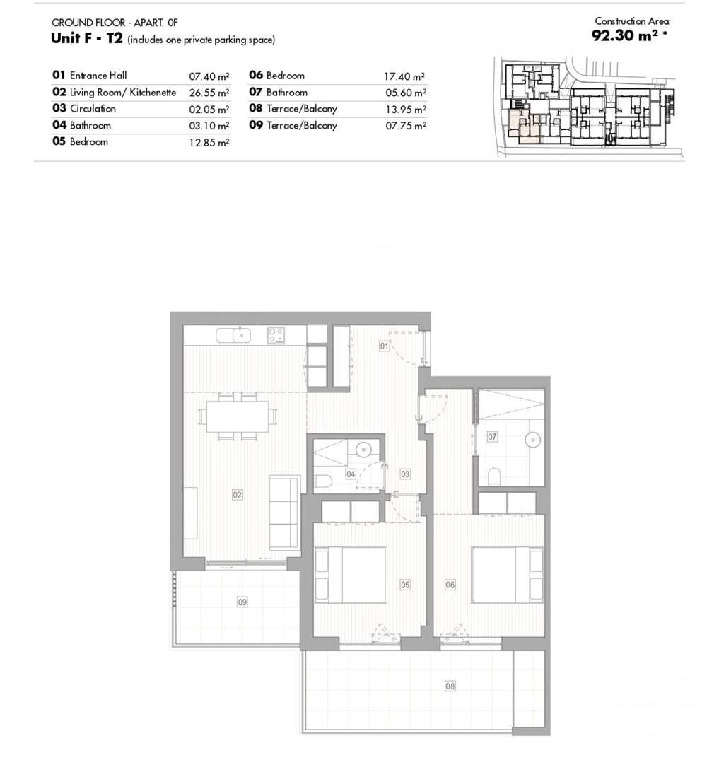 2 Bed, 2 Bath, ApartmentFor Sale, Lagos, Faro, 8600-513