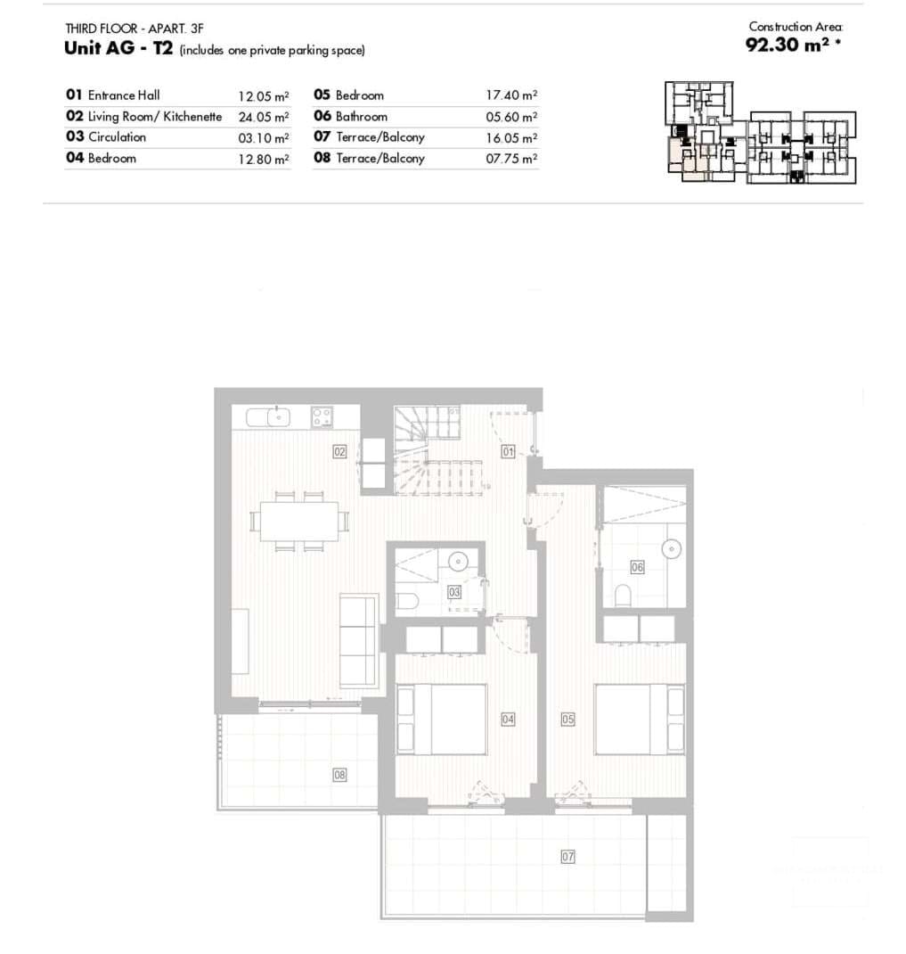 2 Bed, 2 Bath, ApartmentFor Sale, Lagos, Faro, 8600-513