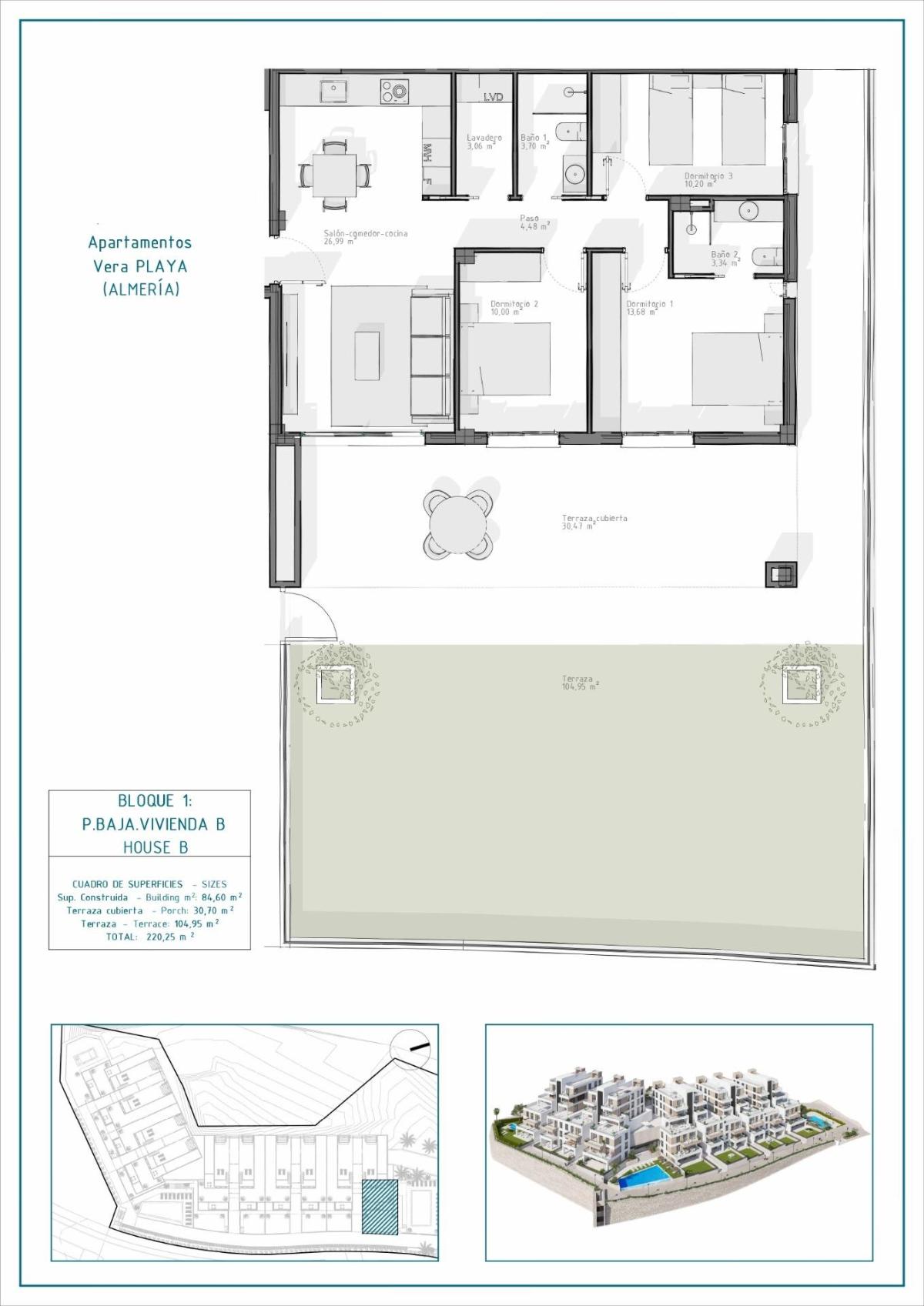 3 Bed, 2 Bath, ApartmentFor Sale, Vera, Costa Almeria