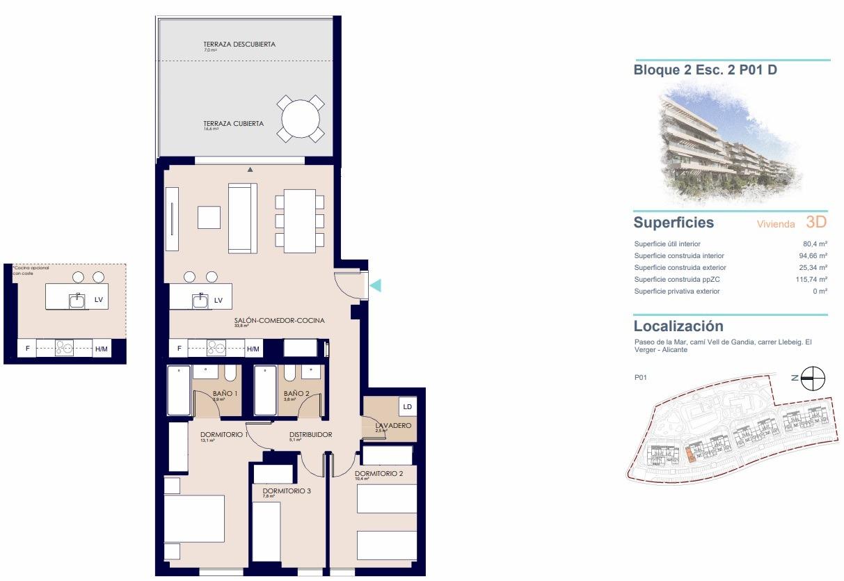 3 Bed, 2 Bath, ApartmentFor Sale, Denia, Alicante