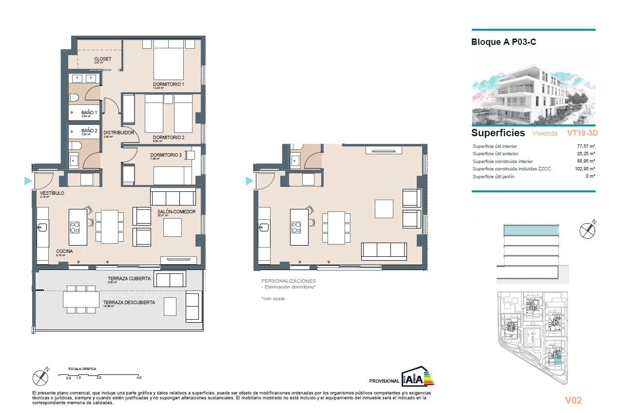 3 Bed, 2 Bath, ApartmentFor Sale, Benicassim, Castellón