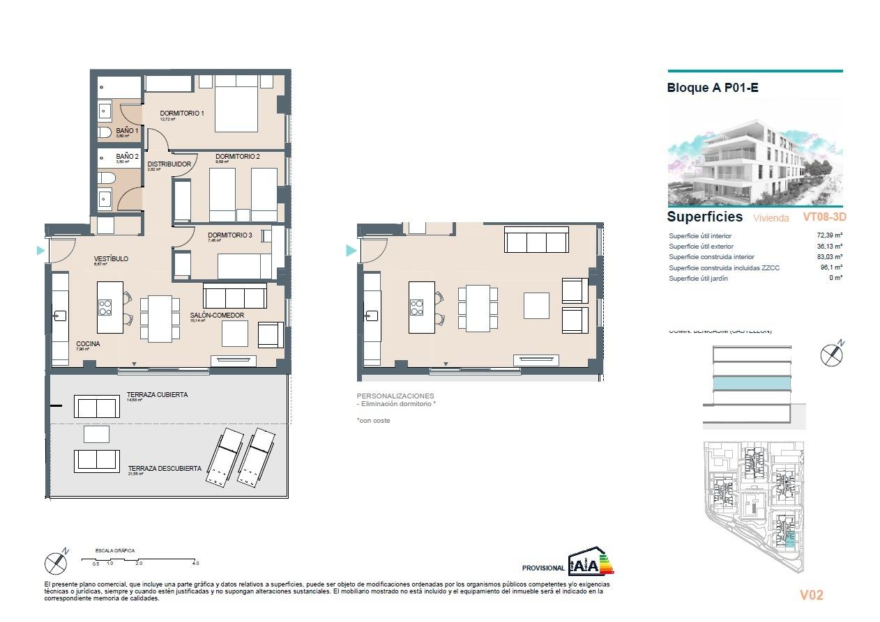3 Bed, 2 Bath, ApartmentFor Sale, Benicassim, Castellón
