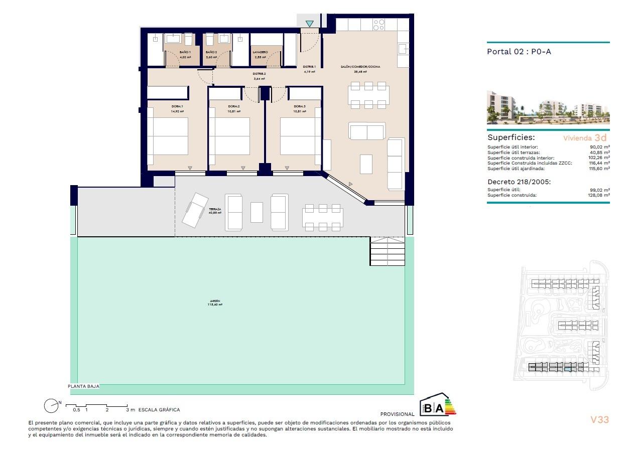 3 Bed, 2 Bath, ApartmentFor Sale, Almerimar, Almería