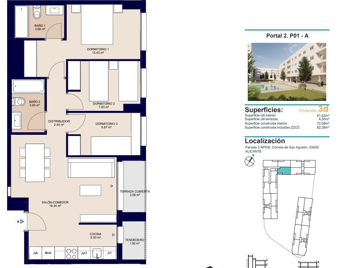 3 Bed, 2 Bath, ApartmentFor Sale, Alicante, Alicante