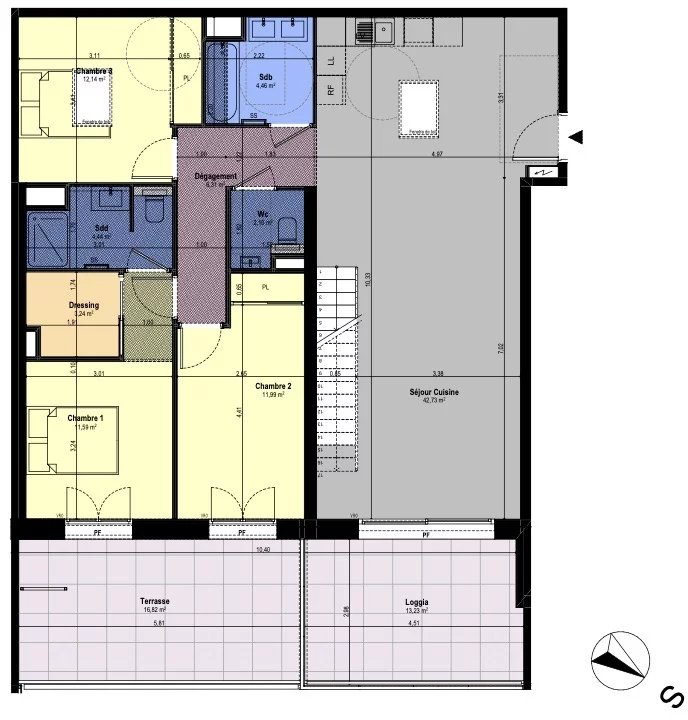 3 Bed, 2 Bath, ApartmentFor Sale, Châteauneuf-Grasse, Alpes-Maritimes