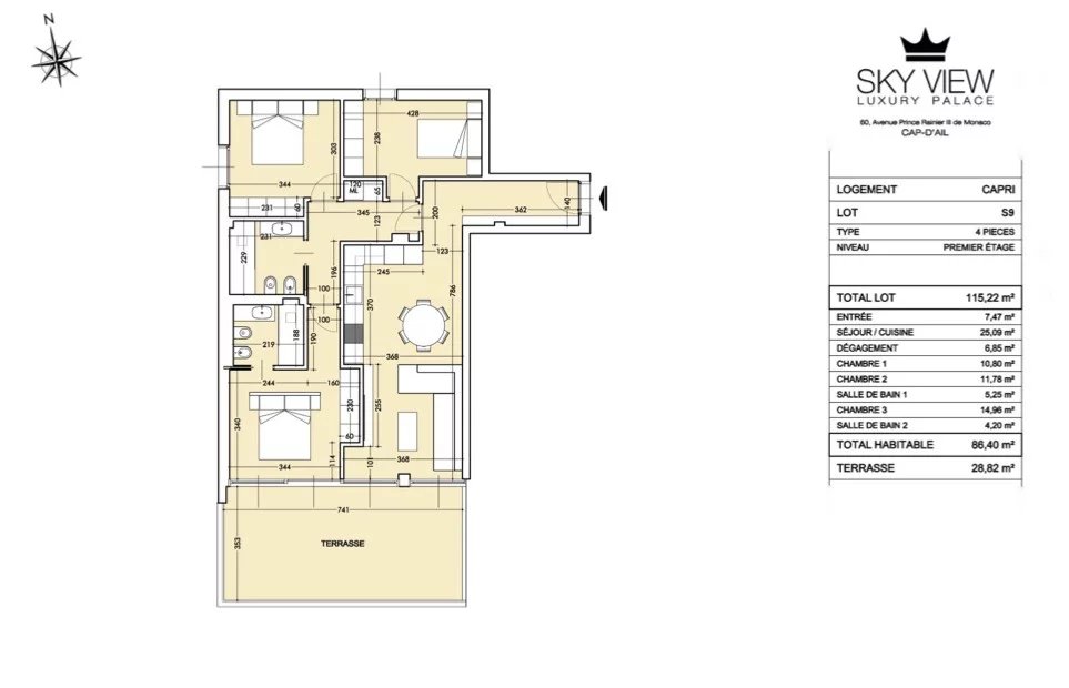 3 Bed, 2 Bath, ApartmentFor Sale, Cap-d'Ail, Alpes-Maritimes