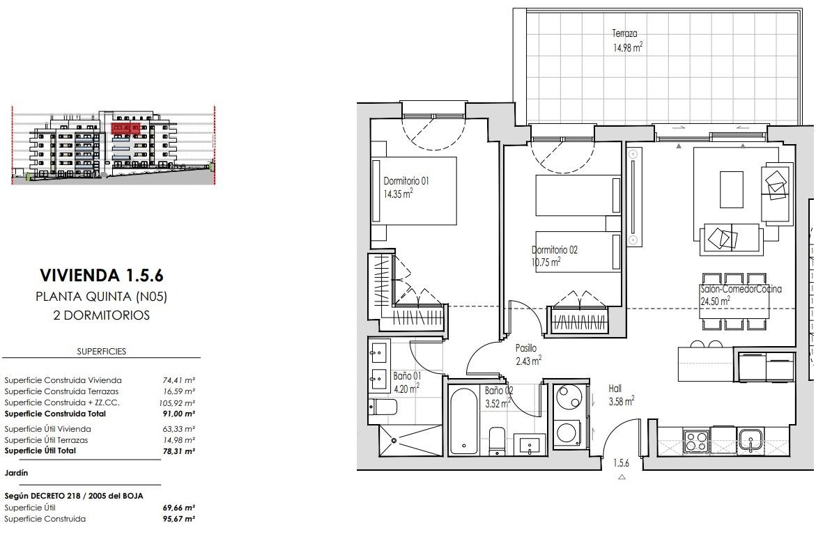 2 Bed, 2 Bath, ApartmentFor Sale, Estepona, Malaga