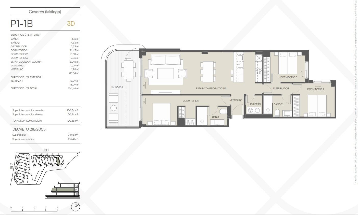 3 Bed, 2 Bath, ApartmentFor Sale, Casares, Malaga
