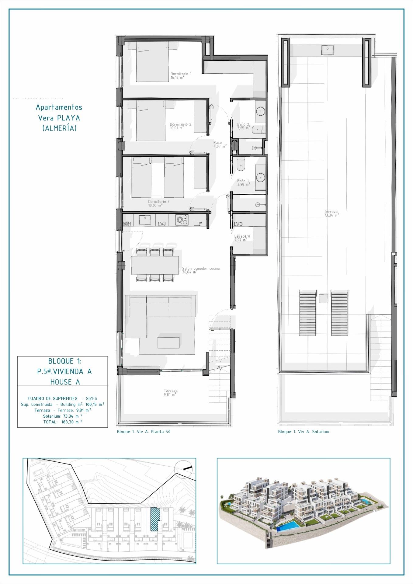 3 Bed, 2 Bath, ApartmentFor Sale, Vera, Almería