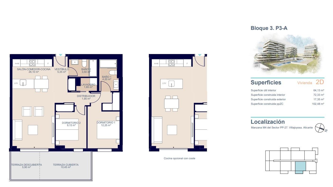 2 Bed, 2 Bath, ApartmentFor Sale, Villajoyosa, Alicante